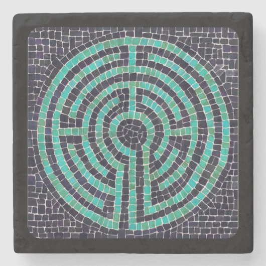 LABYRINTH III Marmorstein Untersetzer - Schwarz (Vorderseite)