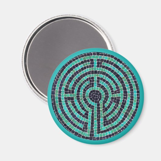 LABYRINTH III Round Magnet - Türkis (Vorderseite/Rückseite)