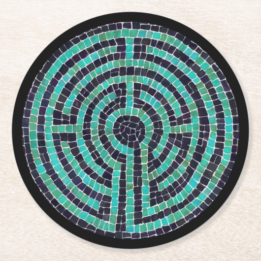 LABYRINTH III Round Paper Untersetzer - Black (Vorderseite)