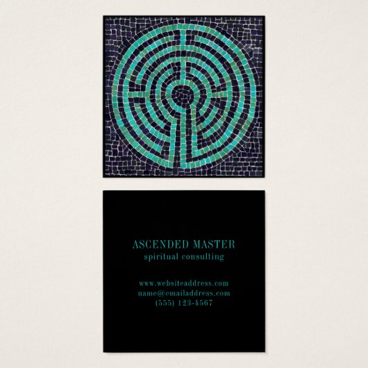 LABYRINTH III Square Business Card - Schwarz (Vorne & Hinten)