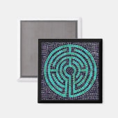 LABYRINTH III Square Magnet - Schwarz (Vorderseite/Rückseite)