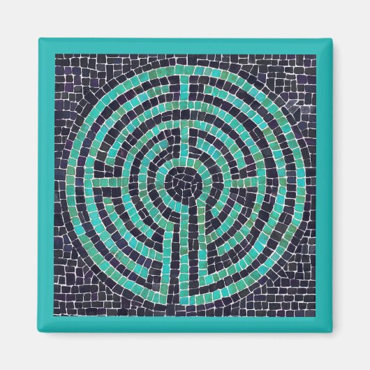 LABYRINTH III Square Magnet - Türkis (Vorne)