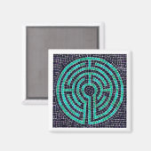 LABYRINTH III Square Magnet - Weiß (Vorderseite/Rückseite)