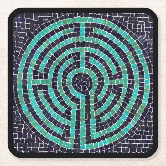 LABYRINTH III Square Paper Untersetzer - Black (Vorderseite)