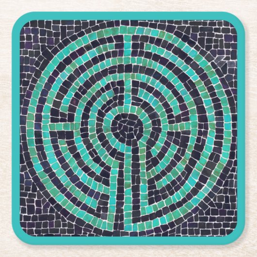 LABYRINTH III Square Paper Untersetzer - Türkis (Vorderseite)