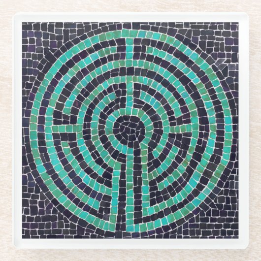 LABYRINTH III Untersetzer aus Glas, weiß (Vorderseite)