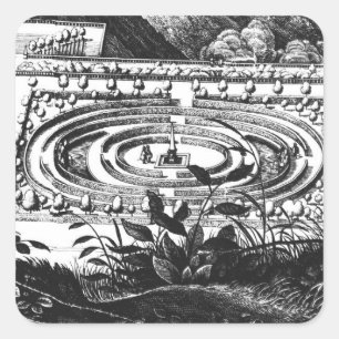 Labyrinth in Heidelberg, Hortus Palatinus (engravi Quadratischer Aufkleber