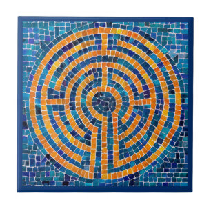 LABYRINTH IV 4,25x4,25 Keramikfliese - Blau