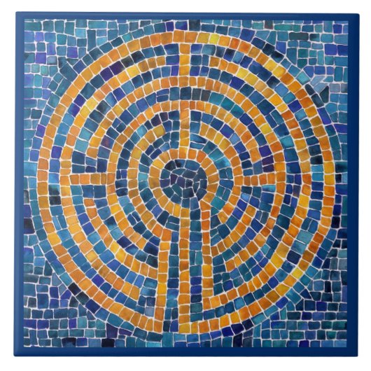 LABYRINTH IV 6x6 Keramik Tile - Blau Fliese (Vorderseite)