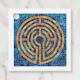 LABYRINTH IV Geschenkanhänger quadratisch - Weiß
