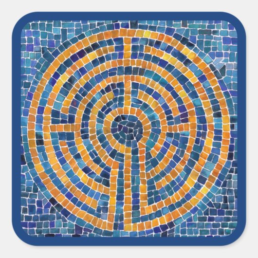 LABYRINTH IV Großquadratische Aufkleber - Blau (Vorderseite)