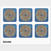 LABYRINTH IV Großquadratische Aufkleber - Blau (Blatt)