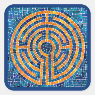 LABYRINTH IV Großquadratische Aufkleber - Blau
