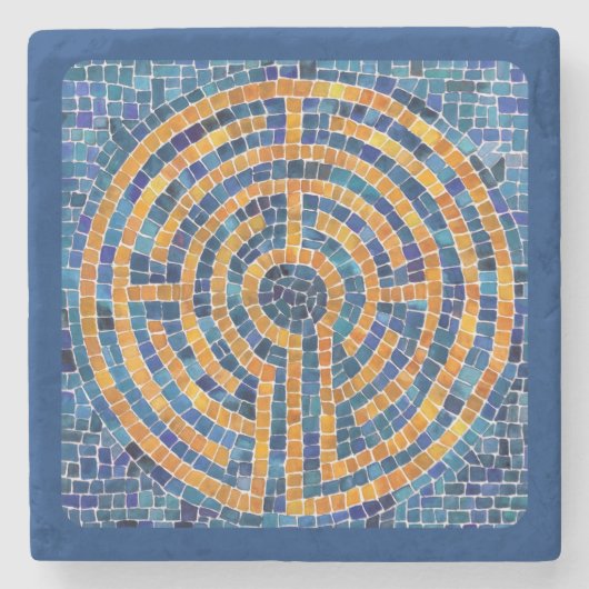 LABYRINTH IV Marmorstein Untersetzer - Blau (Vorderseite)