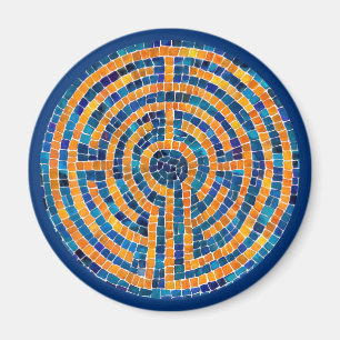 LABYRINTH IV Round Magnet - Blau