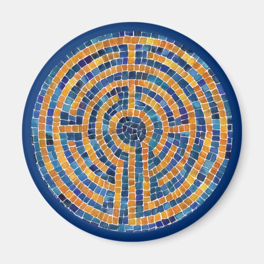 LABYRINTH IV Round Magnet - Blau (Vorne)