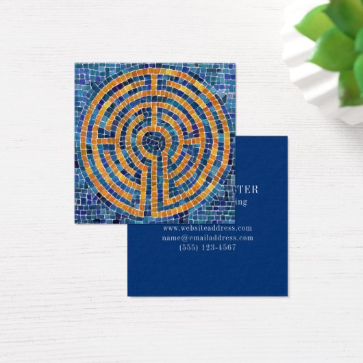 LABYRINTH IV Square Business Card - Blau (Schreibtisch)