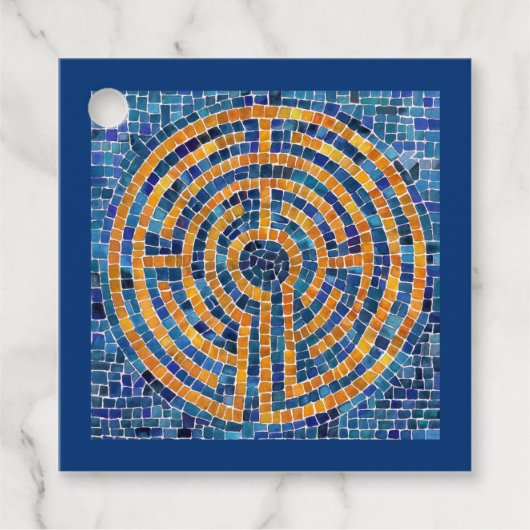LABYRINTH IV Square Geschenketiketts - Blau Geschenkanhänger (Vorderseite)