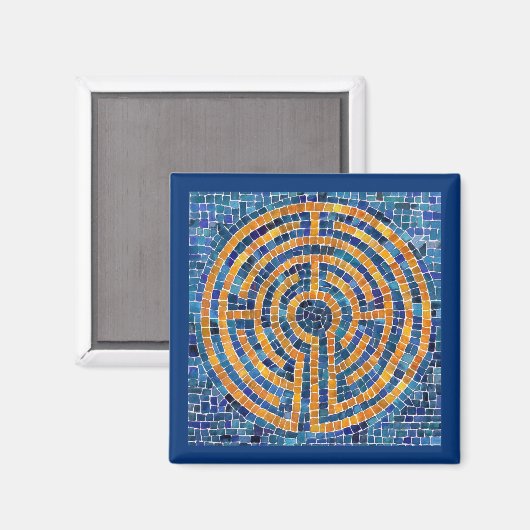 LABYRINTH IV Square Magnet - Blau (Vorderseite/Rückseite)