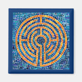 LABYRINTH IV Square Magnet - Blau (Vorne)
