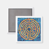 LABYRINTH IV Square Magnet - Weiß (Vorderseite/Rückseite)