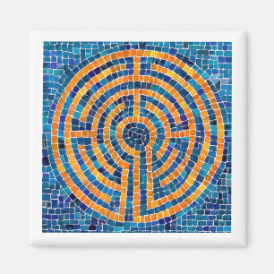 LABYRINTH IV Square Magnet - Weiß