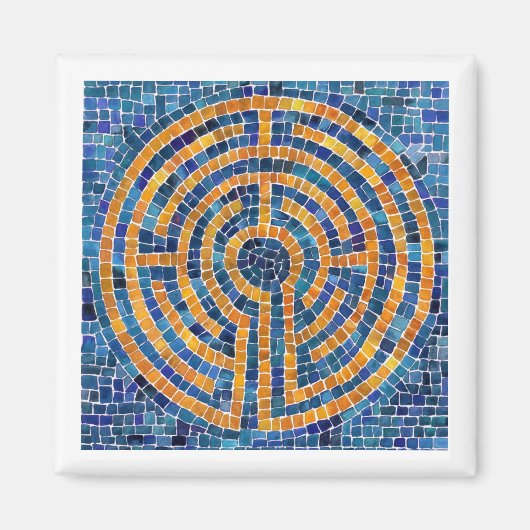 LABYRINTH IV Square Magnet - Weiß (Vorne)