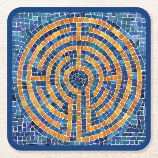 LABYRINTH IV Square Paper Untersetzer - Blue (Vorderseite)