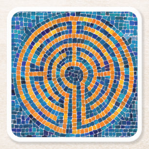 LABYRINTH IV Square Paper Untersetzer - White