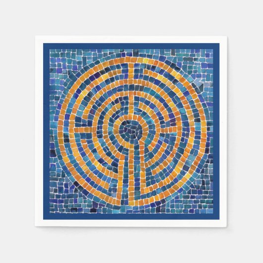 LABYRINTH IV Standard Cocktail Paper Napkin - Blau Serviette (Vorderseite)