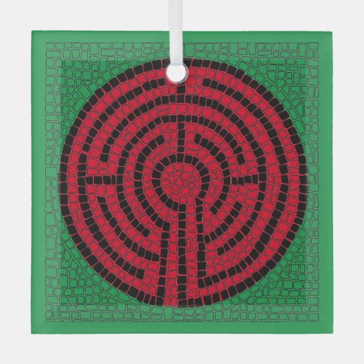 LABYRINTH IX Glas Square Ornament (Vorderseite)