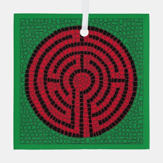 LABYRINTH IX Glas Square Ornament (Rückseite)