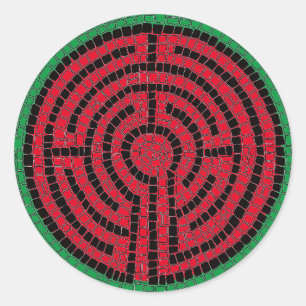 LABYRINTH IX Große Rundkleber Runder Aufkleber