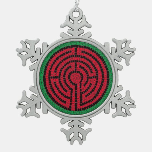 LABYRINTH IX Schneeflocken Zinn-Ornament (Vorderseite)