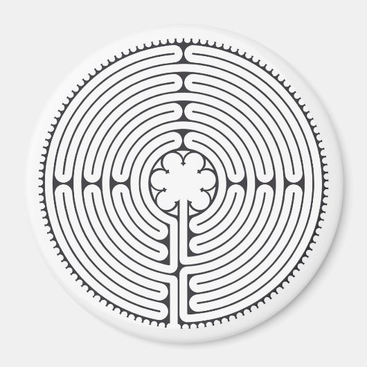 Labyrinth Kathedrale Chartres Black and White Magnet (Vorne)