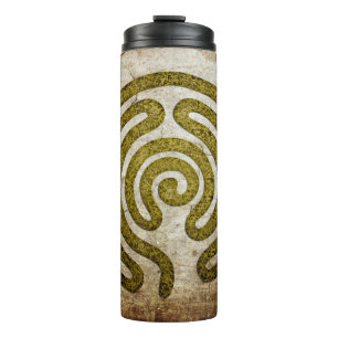 Labyrinth / Labyrinth - antikes Metall + Ihr Backg Thermosbecher