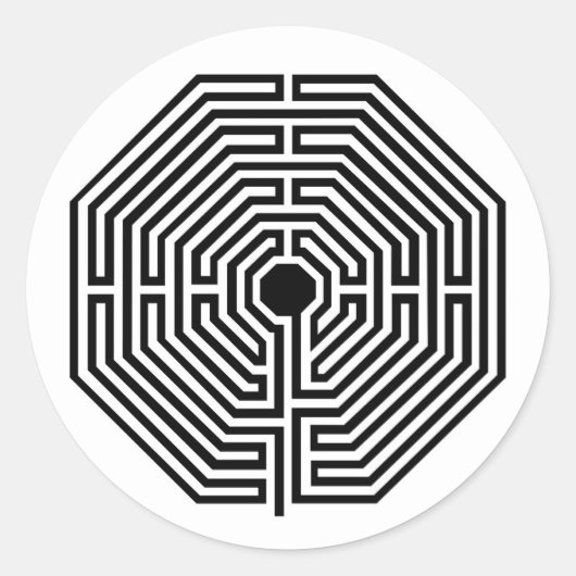 Labyrinth Maze Kathedrale von Amiens Black and Whi Runder Aufkleber (Vorderseite)