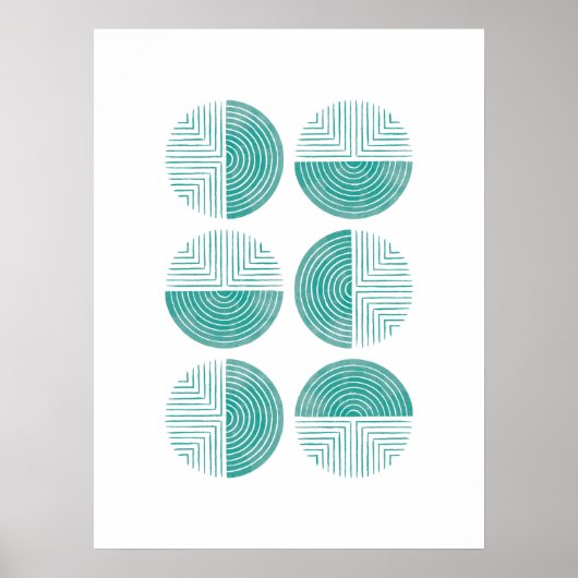 Labyrinth Modern Circle Art Print - Jade Poster (Vorne)
