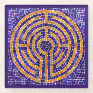 LABYRINTH MOSAIC Glass Untersetzer - Lila