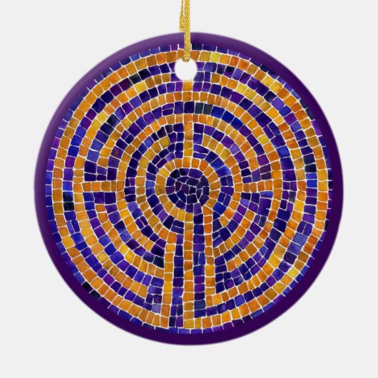 LABYRINTH MOSAIC Keramik Circle Ornament (Hinten)