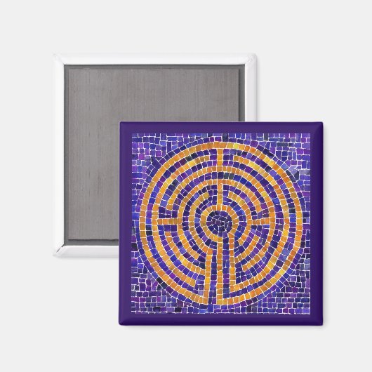 LABYRINTH MOSAIC Square Magnet - Lila (Vorderseite/Rückseite)