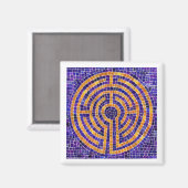 LABYRINTH MOSAIC Square Magnet - Weiß (Vorderseite/Rückseite)
