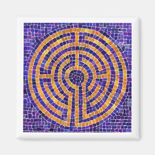 LABYRINTH MOSAIC Square Magnet - Weiß (Vorne)