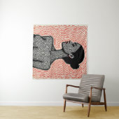 Labyrinth of Her Awakening – A Minimalist Portrait Wandteppich (Beispiel (Horizontal))