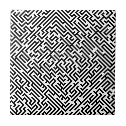 Labyrinth - Schwarz-Weiß-Muster Fliese (Vorderseite)
