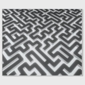 Labyrinth-silbernes Schwarzes Geschenkpapier (Flach)