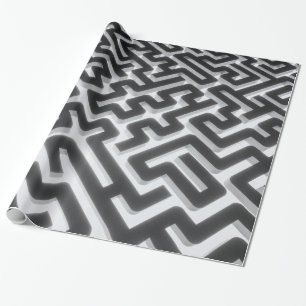 Labyrinth-silbernes Schwarzes Geschenkpapier