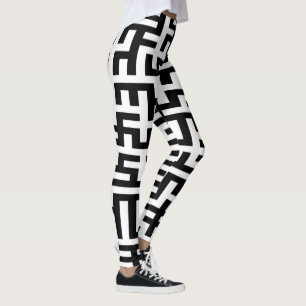 Labyrinth Stripes Muster schwarz + Ihr Hintergrund Leggings