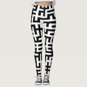 Labyrinth Stripes Muster schwarz + Ihr Hintergrund Leggings (Vorderseite)