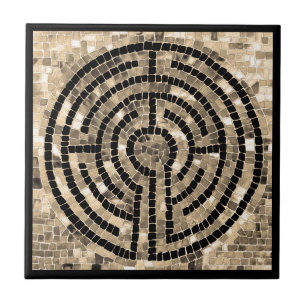 LABYRINTH V 4.25x4.25 Keramik Tile - Schwarz Fliese